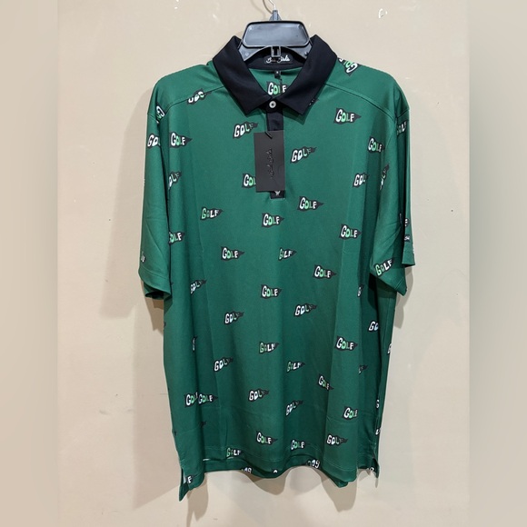 NWT Bad Birdie Polo XLARGE Golf Print Green - Picture 2 of 6